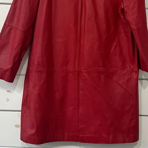 Vintage Tibor Leather Coat Medium Red Black Open Front Butter Soft 1980’s