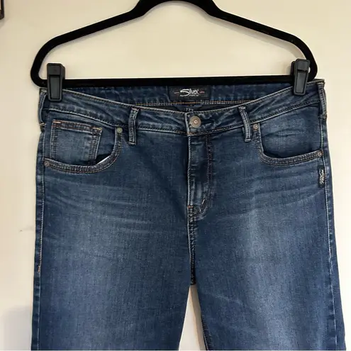 Silver Jeans Co Izzy Wide Leg Crop Raw Hem Denim Blue Jeans Size 33