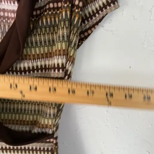 Studio Y Y2k Mocha Chocoloate Brown Geometric Print Cowl Neck Going Out Top Med