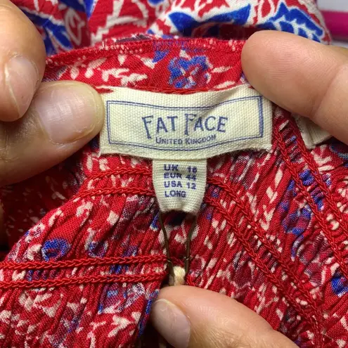 Fat Face Red Natalie Meadow Floral Milkmaid Cottagecore Wide Leg Jumpsuit Sz 12