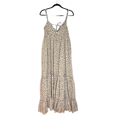 Rosegold Polka Dot Tiered Skinny Strap Maxi Dress Brown