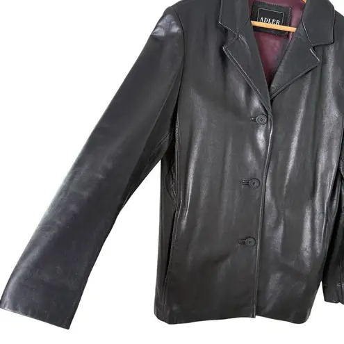 Adler Collection Black Genuine Leather Jacket NZ Lambskin Fully Lined, Large