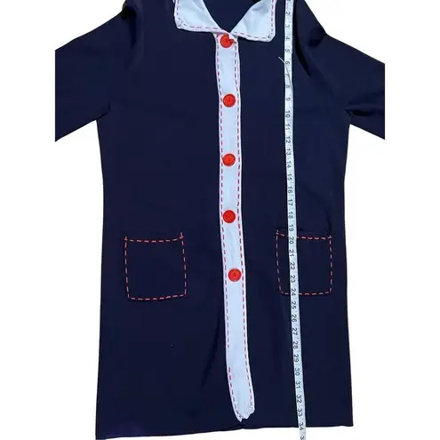 Like New 1960 Navy Blue Peter Pan Collar Long Sleeve Button Down Dress/Cardigan Size M
