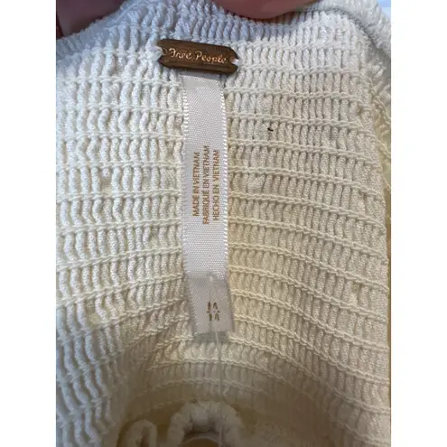 Free People  NWT Cheyenne Ivory Puff Sleeve Denim Mini Dress Size Medium