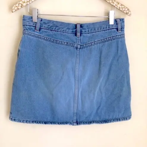 Vintage 90’s London Jean button front denim jean mini skirt Blue Size M