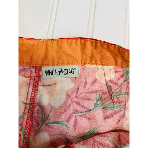 White Stag Vintage Bright Floral High Waisted Pleat Front Shorts 32"