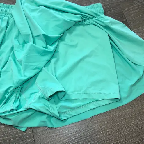 Luogongzi Women's 2 in 1 Flowy Running Shorts Gym Yoga Shorts Green Size XL Blue