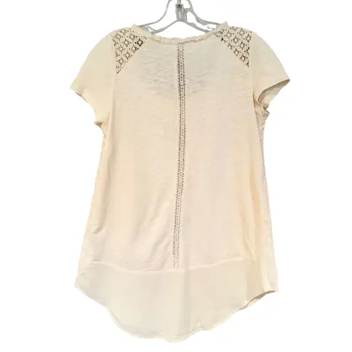 Meadow Rue Anthropologie Laurel Lace Tunic Blouse Women's XS Cream Crochet Boho