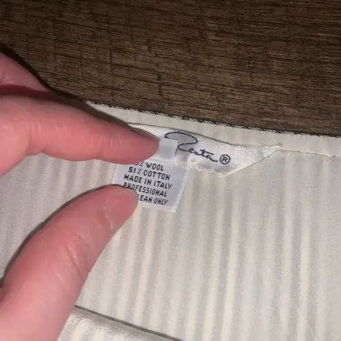 Oscar de la Renta Y2k vintage striped cream pencil skirt formal  designer size 10