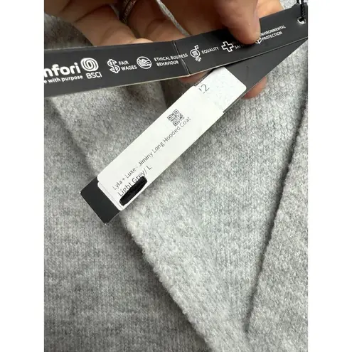 NWT Lyla + Luxe Grey Jiminy Hooded Coatigan Sz. L Gray Size L