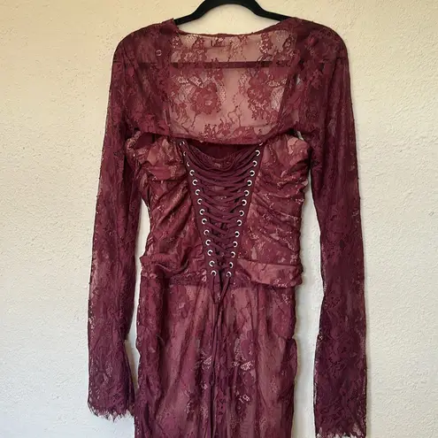 House Of CB  'Gaia' Claret Lace Midi Dress NWOT size L
