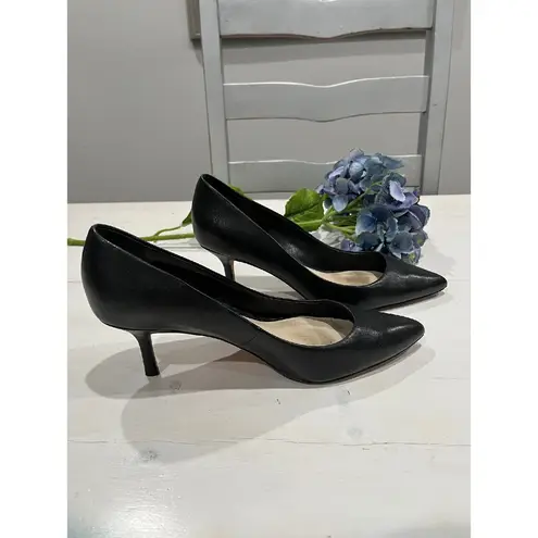 Elie Tahari Black Leather Pointed Toe Stiletto Heel Pumps Size 38