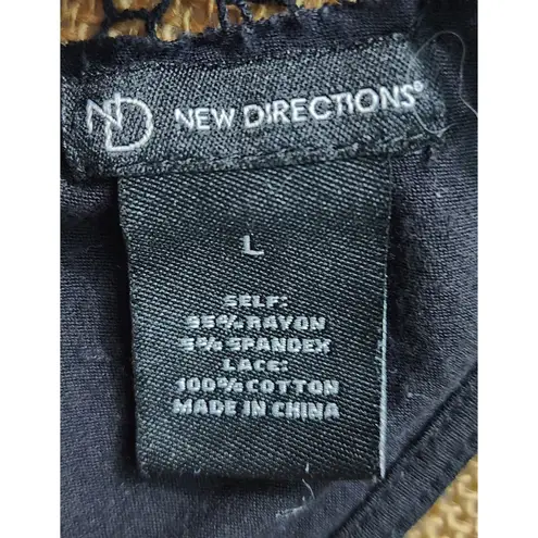 New Directions Fringe Vest Sleeveless Lace Back Cover Up Black Size L Size L