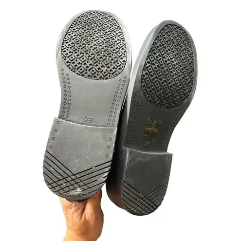 Tory Burch  Women's Tall Black Rubber Leather Riding Boots Size 7M *note flaw