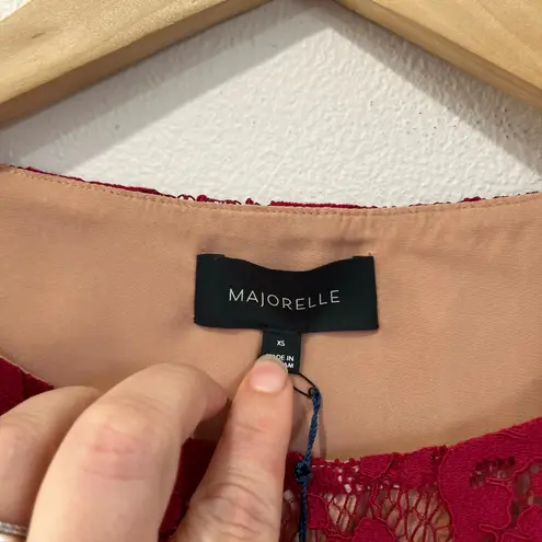 Majorelle Marnie Red Lace Mini Dress Flutter Sleeve XS Revolve Holiday Party