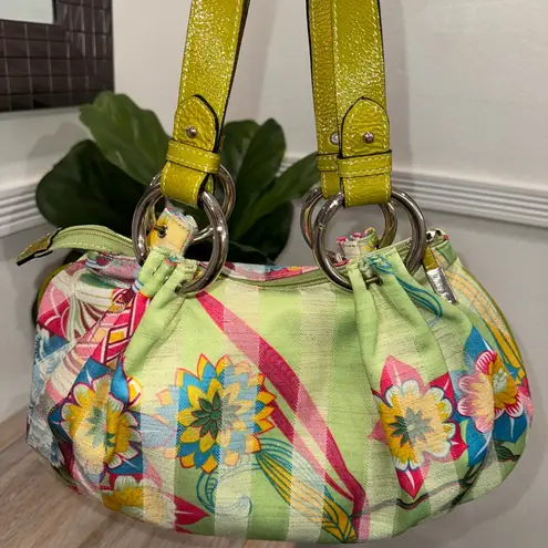 New Y2K Olivier Strelli Green Blue Multicolor Women’s Floral Bag Purse Deadstock