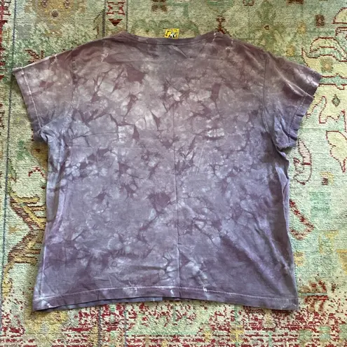 Big Dogs y2k 2003 Vintage Cropped Boxy Tee Size XL Purple Tie Dye Ice Dye