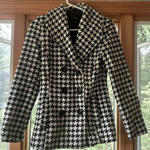 Rampage Womens Black and White  Pea Coat Size Medium