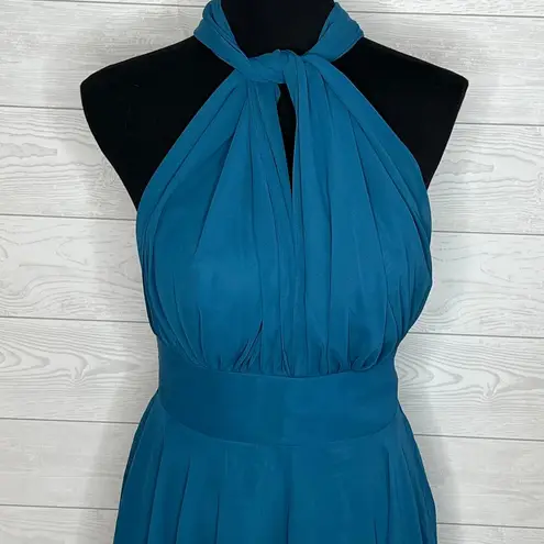 Unbranded teal halter high low bridesmaid/formal dress Size 5 Blue
