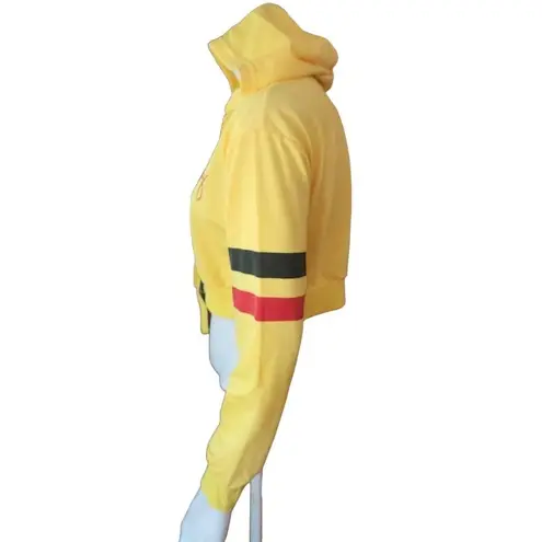 Yellow, Red, & Black Okay Cropped Hoodie (S) Red