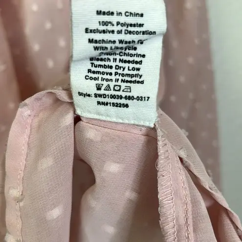 Avec Les Filles Pink Blush Sheer Balletcore Bow Long Sleeve Top Size M