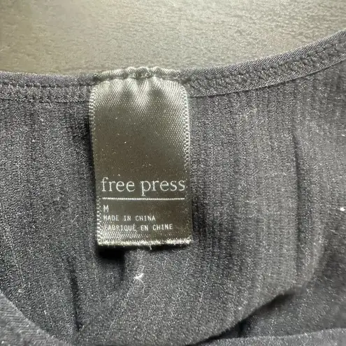 Free Press Ribbed Faux Snap Detail Bralette Bra Top Size Medium Black