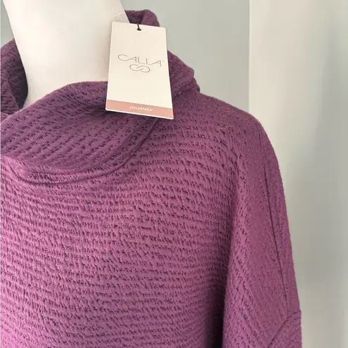 NWT CALIA Lunar Jacquard Funnel Neck sweatshirt in Velvet Plum size large. Purple