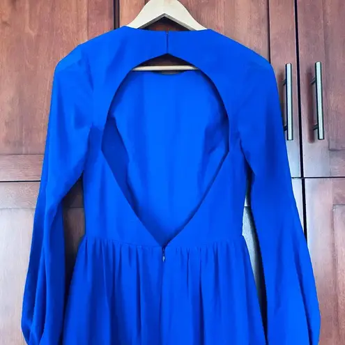 Dress the Population Paola Dress Open Back Long Sleeve Blue Size Small NEW