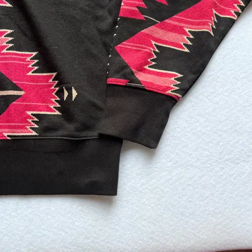 Lauren Ralph Lauren L Black Label Tribal Aztec Black Pullover Hoodie Sweatshirt Size L