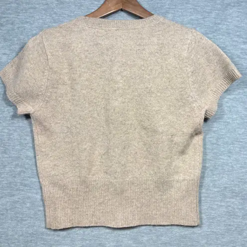 Nic+Zoe Nick+Mo Womens M Sweater Top Embroidered Floral Short Sleeve Cardigan Wool