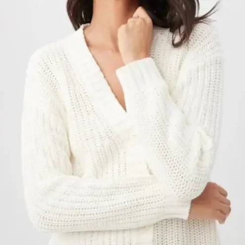 Trina Turk  'Oceana' Textured Rib Knit Cardigan Sweater, Whitewash, Large, NWT