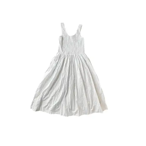 NWT Ivy City Co. Marlow Midi Dress Womens Large White Cotton Smocked Sleeveless