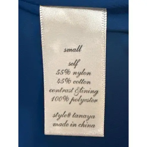 Navy Blue Lace Long Sleeve VNeck Lace Chiffon Dress Flared Sleeves Back Tie Sz S