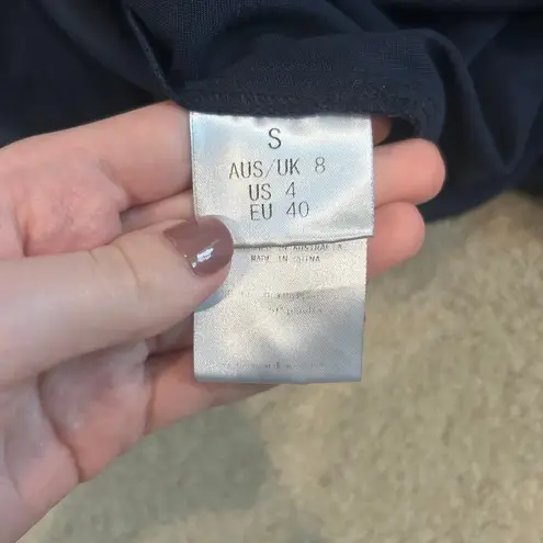 Bronx and Banco Zoe Metallic Blouson-Sleeve Gown Size S Blue Satin Formal Gala