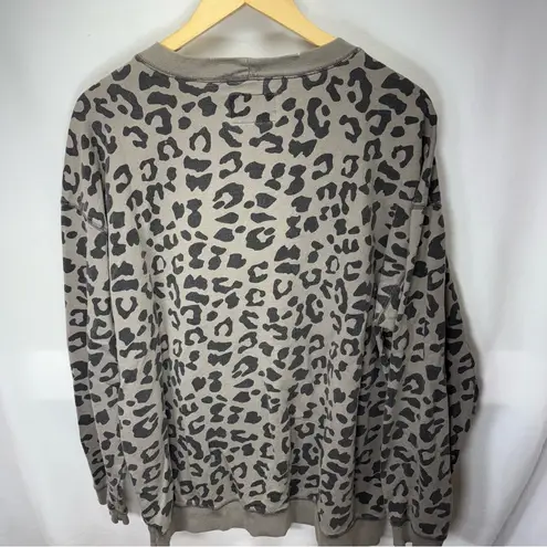 Gray Leopard Print Sweatshirt with Pink 'Babe' Design Size XL