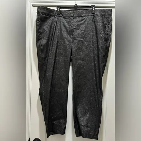 Lane Bryant  Allie Stretch Skinny Ankle Black Pant 26 Metallic Silver