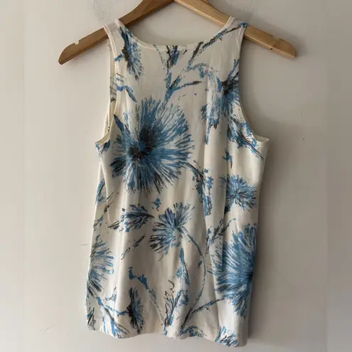 TSE Blue Floral Tank Top 100% Cashmere