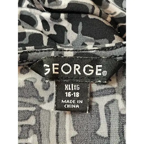 George Black Gray Geometric Sleeveless Cowl Neck Empire Waist Pullover Dress XL