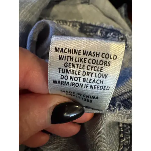 Current Air Dress Women XS Blue Chambray Tencel Shirt Button Down Tiered Midi