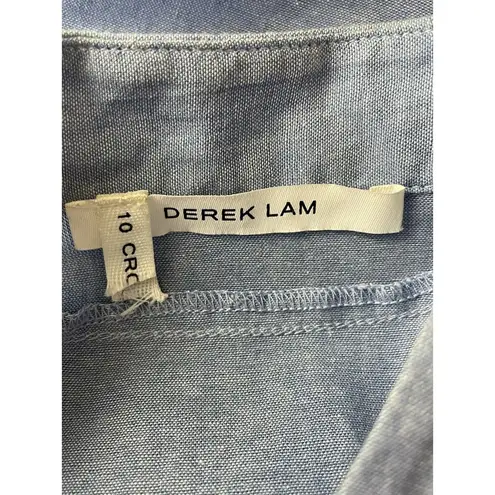 Derek Lam Derek 10 Lam Crosby Womens Button Front Black Pleated Trim Shirt Top Blue Size 6