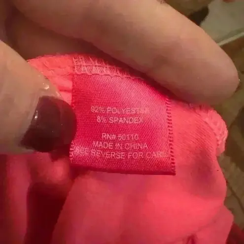 Feathers Pink Mock Neck Crop Blouse Large