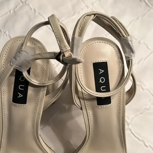 AQUA  Bone/Cream Strappy Leather Sandals(Size 10M)