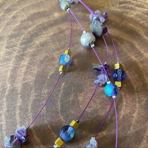 Amethyst Natural Multi Bead Wired Tiered Necklace