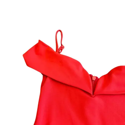 Nookie Noookie Bold Red Off-Shoulder Fitted Sheath Dress Spaghetti Strap Size Small
