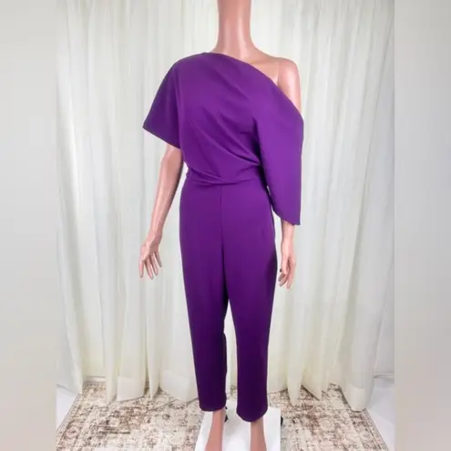 Alexia Admor NWT Draped One-Shoulder Jumpsuit Unitard Size Medium Plumtastic - Image 5