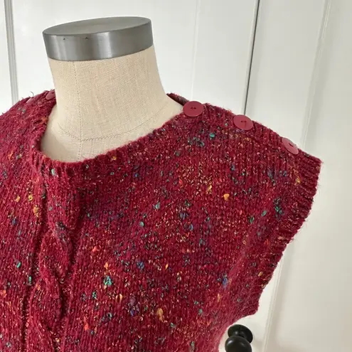 Karen Scott Collections Sweater Vest Medium Red Cable Knit Sleeveless Top