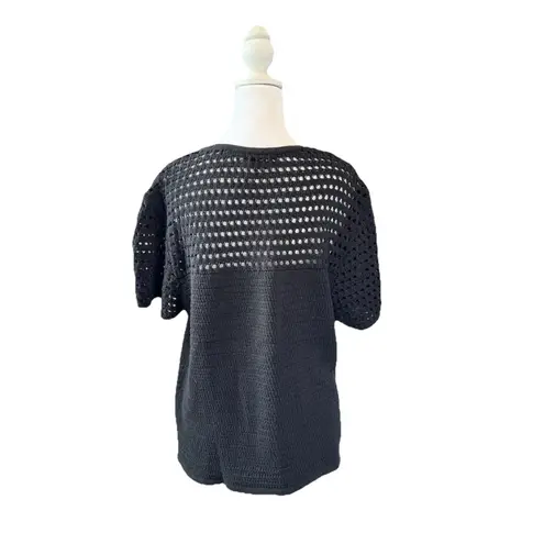 Nine West  Top Size XXL Black Crochet Short Sleeve Women's NWT