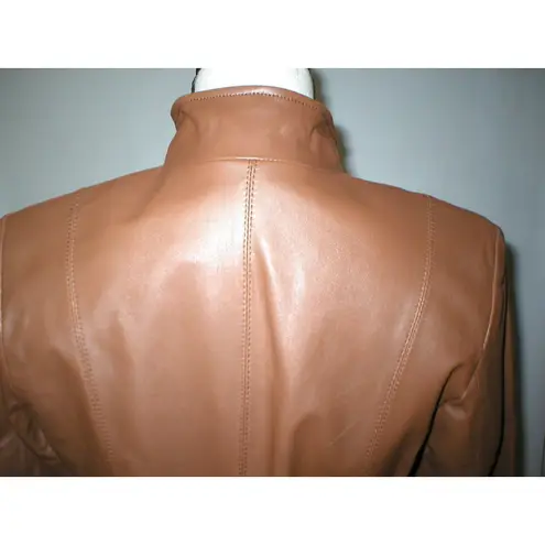 Cole Haan New Womens S Light Brown Soft  Leather Jacket Italian Leather Lined