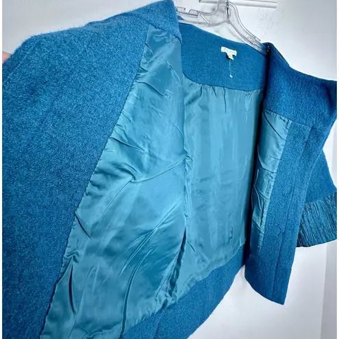 Carson 100% Felted Wool Dressy Jacket Womens Large Blue Teal Short Coat WOW!!