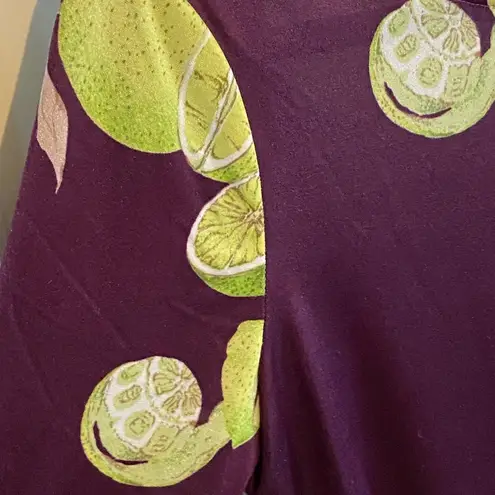 Vintage 70s 80s Bullocks long sleeve midi Purple Dress with Lime Accents Size 12